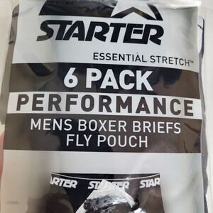 Starter 6 Pack Mens Medium Boxer Briefs Performance Essential Stretch Fly Pouch